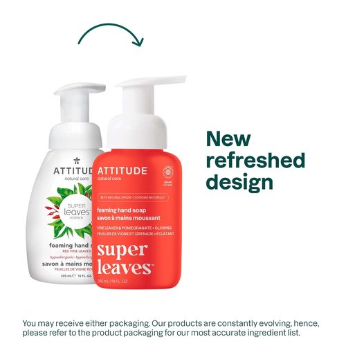 ATTITUDE Foaming Hand Soap - EWG Verified, Vegan & Cruelty-Free, Plant-Based Ingredients | Vine Leaves & Pomegranate, 10 Fl Oz