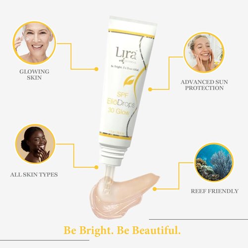 Lira Clinical EliōDrops SPF 30 Glow - 1 Fl Oz - Broad Spectrum Zinc Oxide Sunscreen Serum for All Skin Types