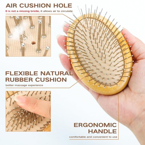 Bamboo Hair Brush by Regine Switzerland - Scalp Massage & Hair Growth Tool for All Ages