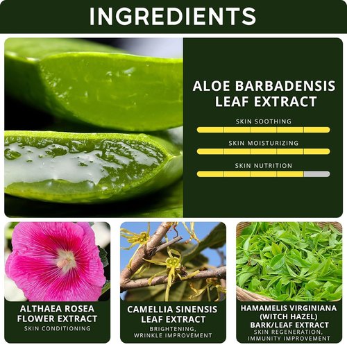 Aloe Vera Gel 98% Pure by Skiennix - Sunburn Relief & Moisturizer - 33.8oz for Face, Skin & Hair