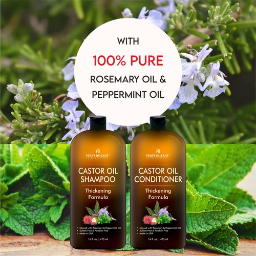 Castor Oil Shampoo and Conditioner - An Anti Hair Loss Set Thickening formula For Hair Regrowth, Anti Thinning Sulfate Free For Men & Women Anti Dandruff Treatment - 16 oz