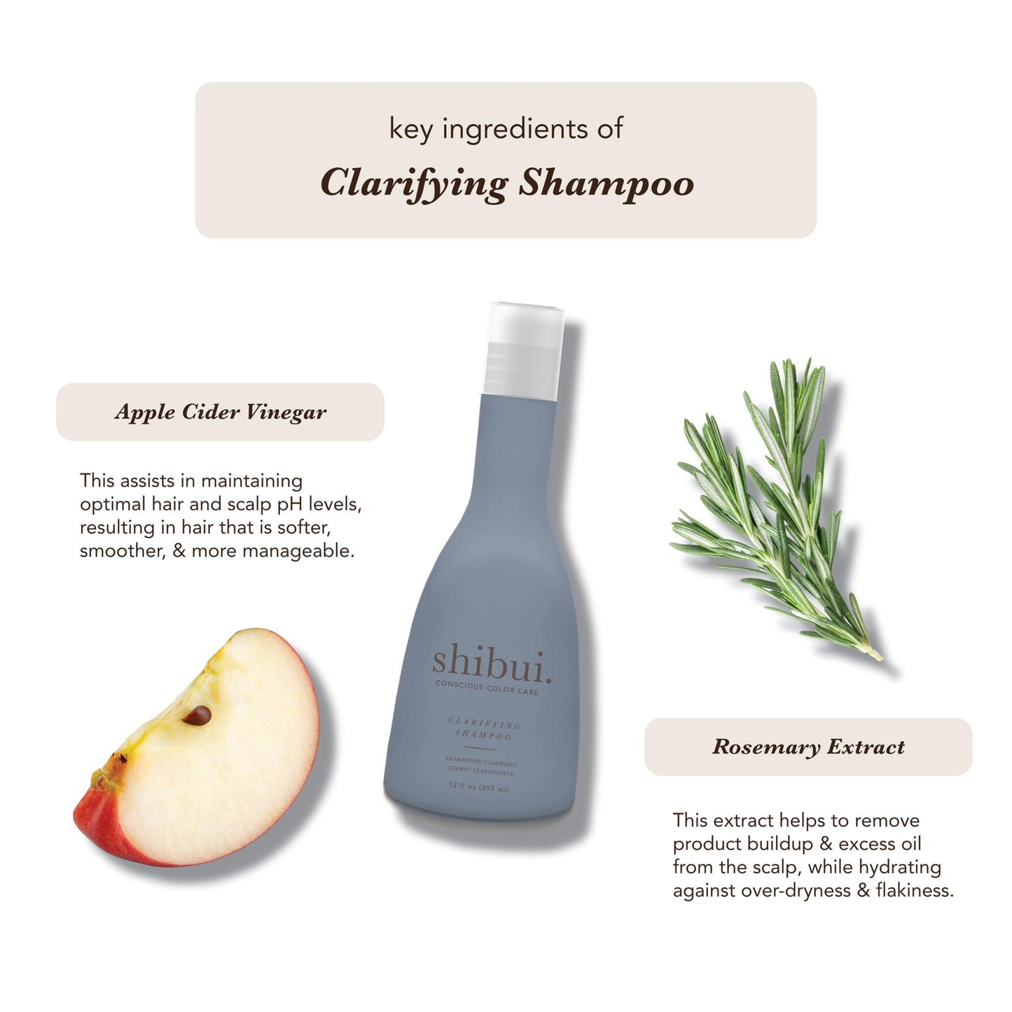 SHIBUI Clarifying Shampoo, Deeply Cleanses, Purifies & Enhances Shine, Color-Safe & Silicone-Free, 12 Fl Oz