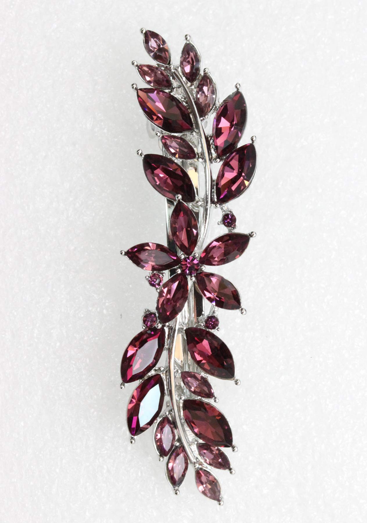 Faship Gorgeous Purple Rhinestone Crystal Small Floral Hair Barrette Clip