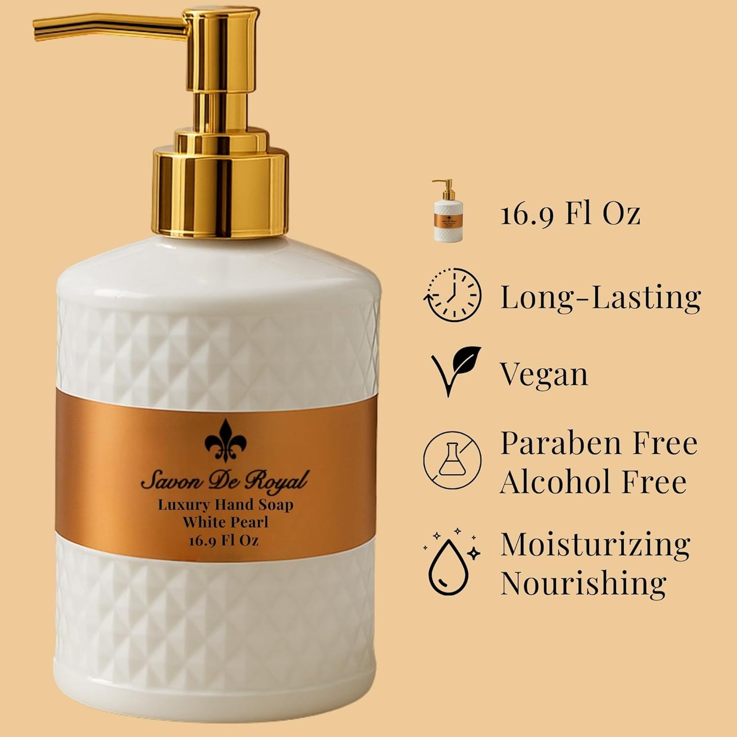 Skiennix Luxury Liquid Hand Soap - Musk & Vanilla Scent, Moisturizing Vegan Formula, 16.9 Fl Oz