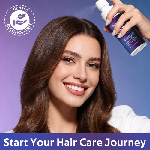 Hair Growth Serum Spray with Rosemary Oil, Biotin & Caffeine, Fast Absorbing Non-Greasy Scalp Serum for Fuller-Looking Hair, Alcohol-Free Nourishing Scalp Spray for Women & Men, 60ml