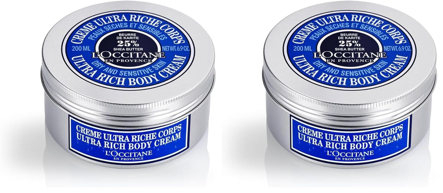 L'OCCITANE Ultra Rich Body Cream - Nourishing Shea Butter Formula | 6.90 oz (Pack of 2)