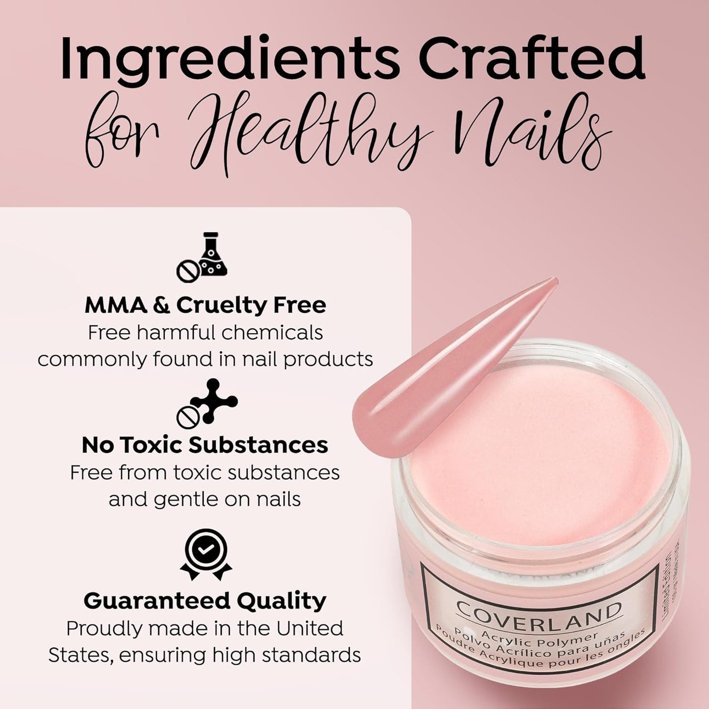 Coverland Acrylic Nail Dip Powder - "Addicted" 3.5oz | Professional Long-Lasting, Bubble-Free Formula for French Manicure