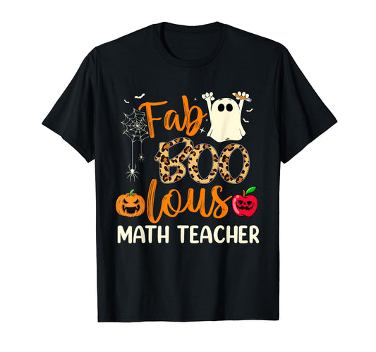 Fab Boo Lous Math Teacher Leopard Spooky Halloween Costume T-Shirt