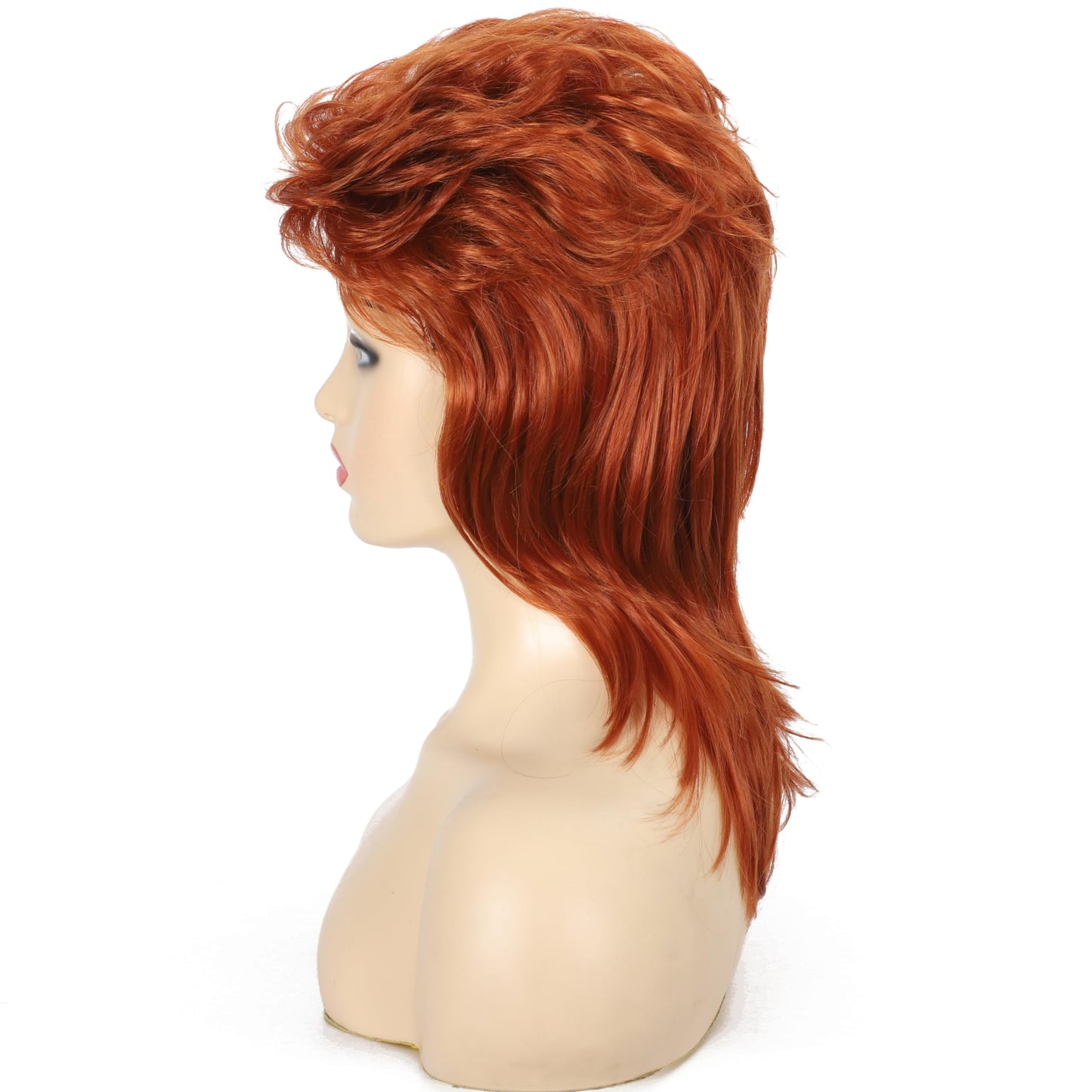 Daiaces Auburn Mullet Wig for Women 70s80s Disco Wig Shoulder Length Layered Heat Resistant Synthetic Hair Cosplay Daily Party Halloween