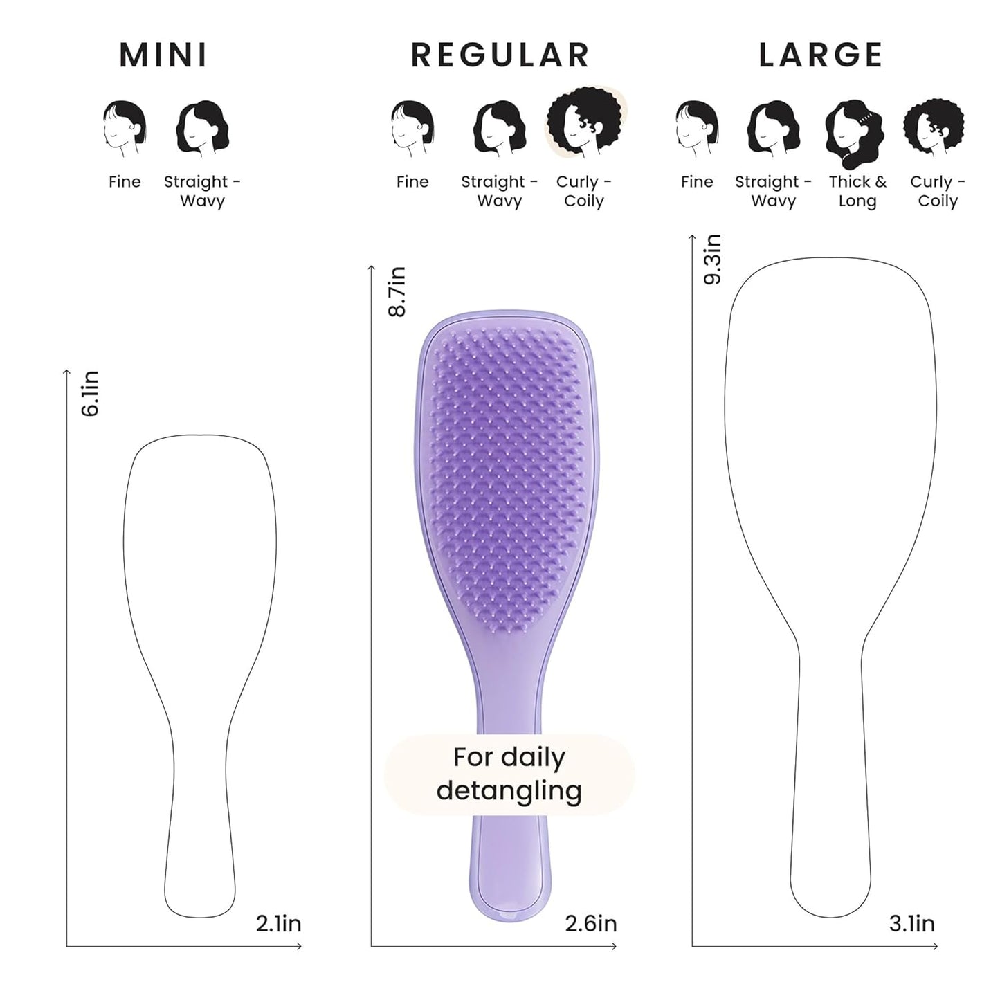 Tangle Teezer Ultimate Detangler Brush - Reduces Frizz & Breakage for 3C to 4C Curly Hair | Purple Passion