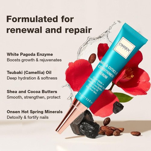 Onsen Nail & Cuticle Cream Treatment - Strengthens Nails & Softens Cuticles with Tsubaki & Jojoba Oil | 15 ml