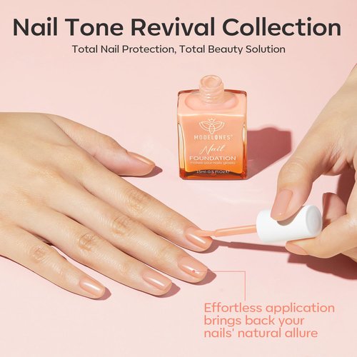 modelones Nail Strengthener Nude Nail Repair for Damaged Nails Strengthening Polish 15ml Nail Growth and Strengthener Natural Concealer Foundation Nail Care Gifts for Women