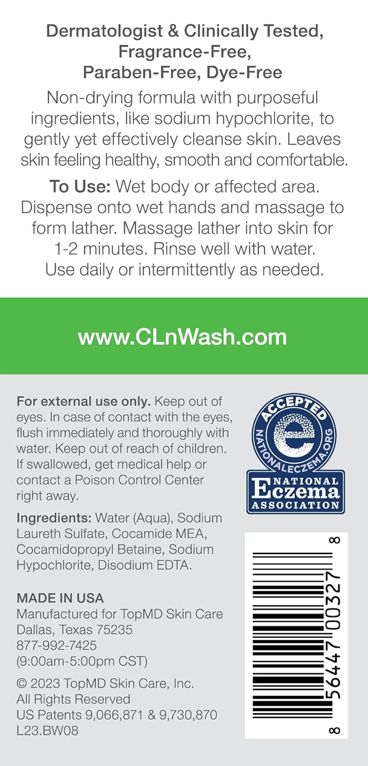 CLn® Body Wash - Non-Drying Formula for Eczema & Dermatitis Relief | Fragrance-Free, 8 fl oz
