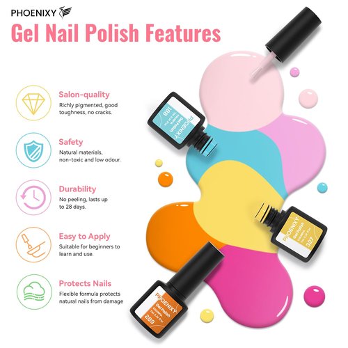 Phoenixy Gel Nail Polish Kit with UV Light, 51Pcs Gel Nail Kit 35 Colors Gel Polish 5Pcs Base Top Coat All-Inclusive Manicure Set for Beginners DIY Home Nail Art Gift for Women and Girls