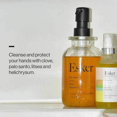ESKER Calendula Hand Cleanser - Luxury Foaming Hand Wash with Essential Oils | 16.9 fl oz in Reusable Glass Bottle - Plant-Based & Cruelty-Free