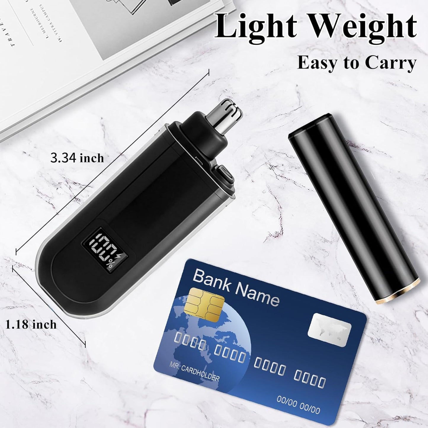 Yunmiss Portable LED Nose and Ear Trimmer - Professional Dual-Edge Blades for Smooth Cutting | Mini Travel Size