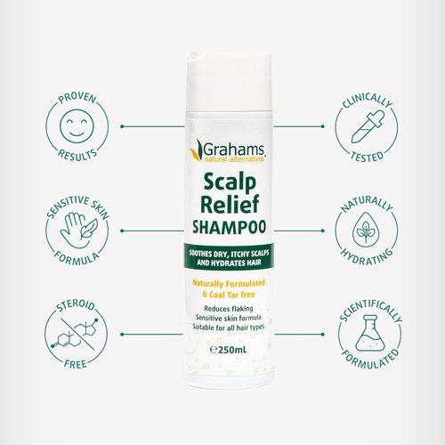 Grahams Natural Scalp Relief Shampoo - Dandruff & Itchy Scalp Treatment with Colloidal Oatmeal | 8.45 fl oz