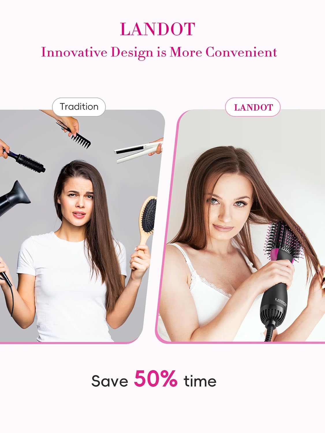 Skiennix Hair Blow Dryer Brush - Fast Drying Volumizing Hot Air Brush for Women | 60mm Oval Barrel