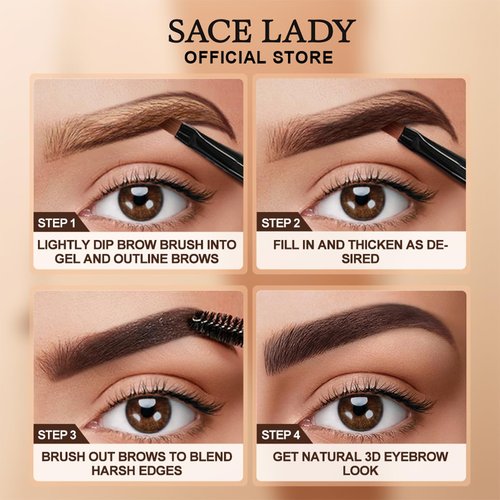SACE LADY 3D Eyebrow Gel Long Lasting 24 Hours Waterproof Smudge-proof Brow Cream Makeup Kit (ASH BROWN, 0.2Fl Oz)