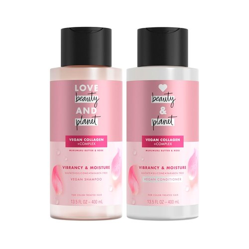Love Beauty and Planet Shampoo & Conditioner - Murumuru Butter & Rose for Color-Treated Hair | 13.5 oz, Vegan & Silicone-Free