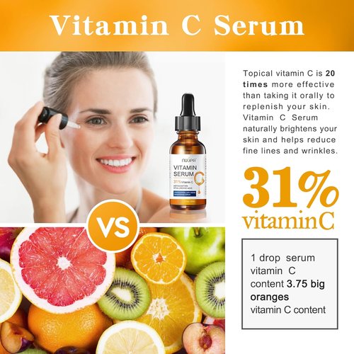 Regine Switzerland Vitamin C Serum - 31% Facial Moisturizer for Anti-Aging & Brightening | 2oz