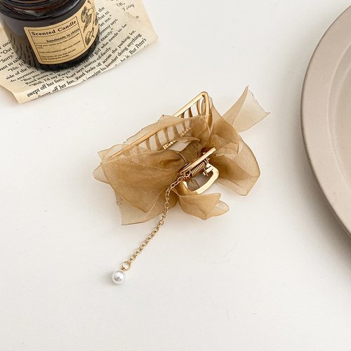 2 Pack Metal Big Lace Bows French Style Hair Clips Clamp Tassel Nonslip Hair Claw Hair Accessories for Women Girls for Thinner Thick Hair Styling