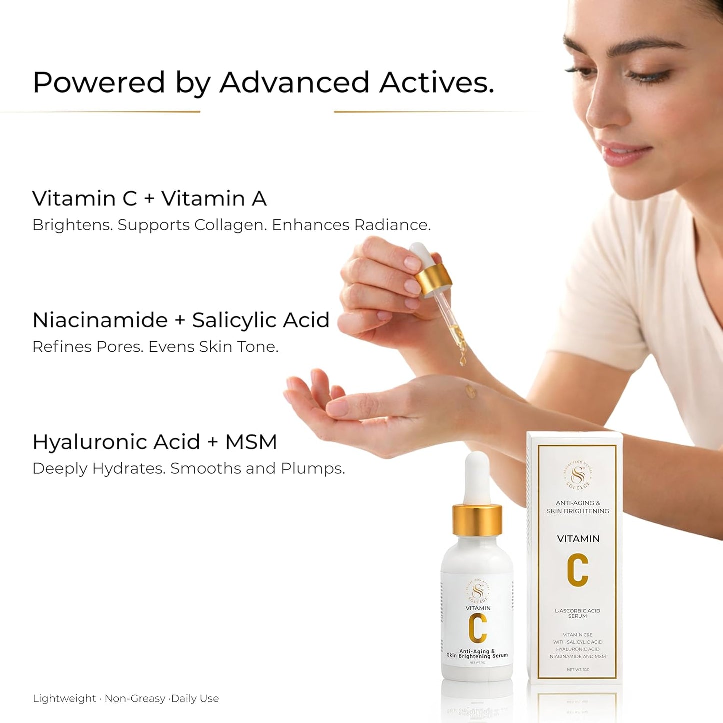 Skiennix Vitamin C Serum - Brightening Dark Spot Corrector with Niacinamide & Retinol, 1 oz.