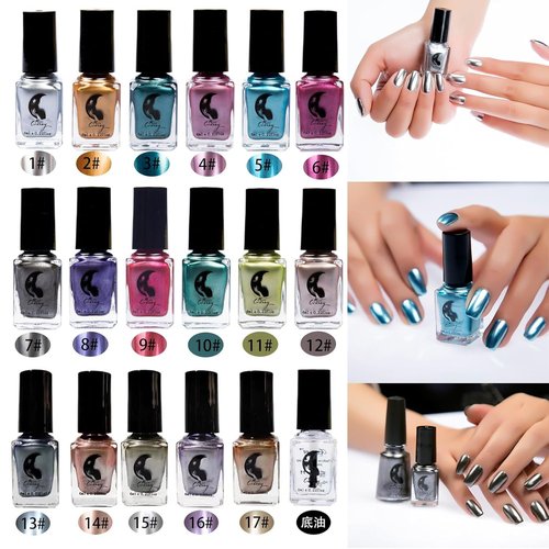 IMGDD Pink Metallic Nail Polish, Mirror Shiny Metal Long-Lasting Quick Dry Nail Lacquers (09, 6ml)