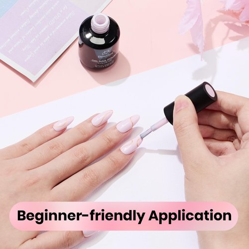 Beetles Pink Gel Nail Polish - 15ml Baby Pink Gel Polish Soak Off UV LED Needed Nail Art Manicure Salon DIY Design at Home Spring Nails Gifts for Woman
