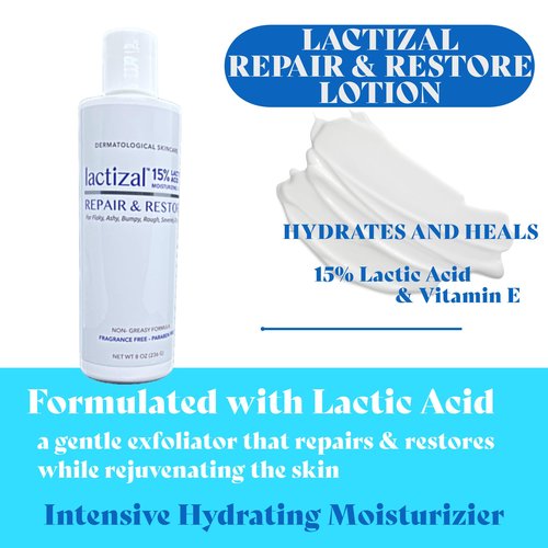 LACTIZAL Repair & Restore lotion With 15% Lactic Acid – 8 oz bottle – 2-in-1 Intensive Exfoliator and Moisturizer For Extream Dry Skin