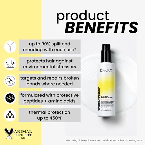 Kenra Triple Repair Serum - Split End Mending Formula for Healthy, Smooth Hair