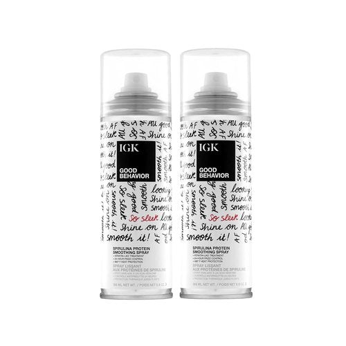 IGK Good Behavior Spirulina Protein Smoothing Spray - Frizz Control & Heat Protectant | Vegan & Cruelty-Free | 5.6 Oz (Pack of 2)