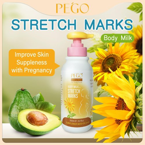 PEGO Stretch Mark Cream - Moisturizing Belly Oil for Pregnancy | Prevent & Reduce Stretch Marks, 300g/10.1 Fl Oz