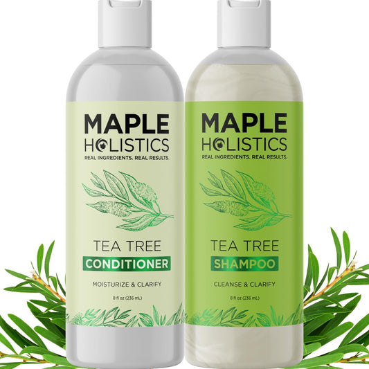 Tea Tree Shampoo and Conditioner Set | Sulfate-Free Clarifying Formula with Australian Tea Tree Oil - 8 Fl Oz