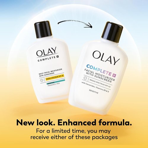 Olay Complete+ Face Moisturizer - SPF 40 Sunscreen for Sensitive Skin | Fragrance-Free, 6 Oz
