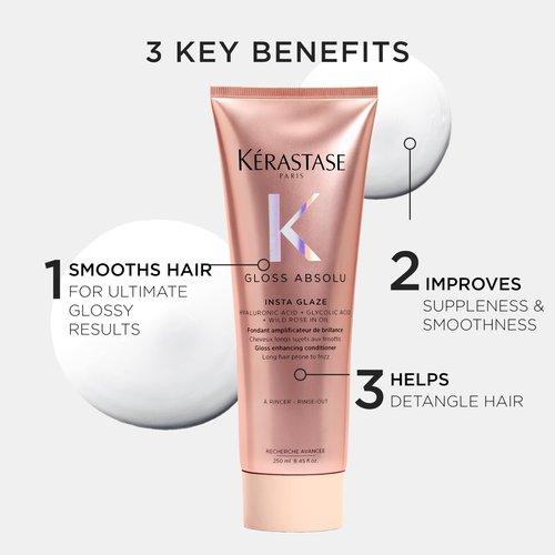 Kerastase Gloss Absolu High-Shine Anti-Frizz Conditioner - Deeply Hydrates & Detangles, Instantly Softens, For Glossy & Bouncy Hair
