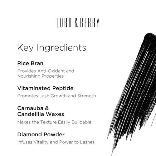 Lord & Berry Prodigious Mascara - Curling & Volumizing Formula with Diamond Powder | Smudge-Free, 0.33 fl oz