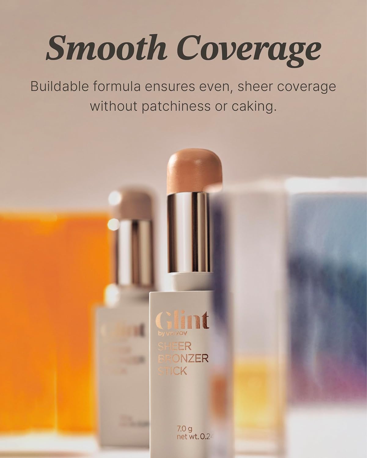 Glint Sheer Bronzer Stick - Creamy Buildable Formula for Natural Contour | Caramel, 0.24oz