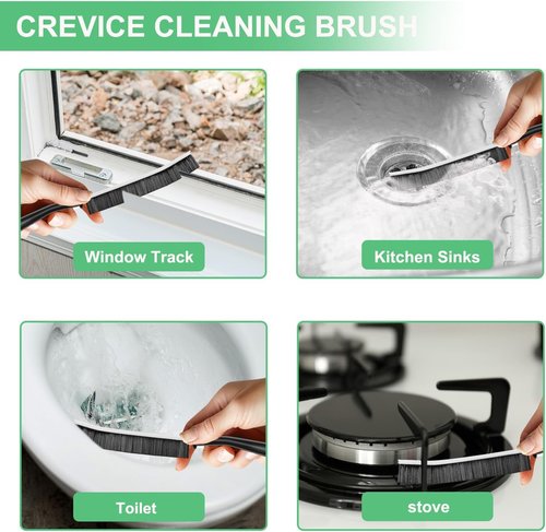 Crevice Cleaning Brush Set - Hard Bristle Grout Scrub & Multifunctional Gap Cleaner | 12PCS for Home & Kitchen