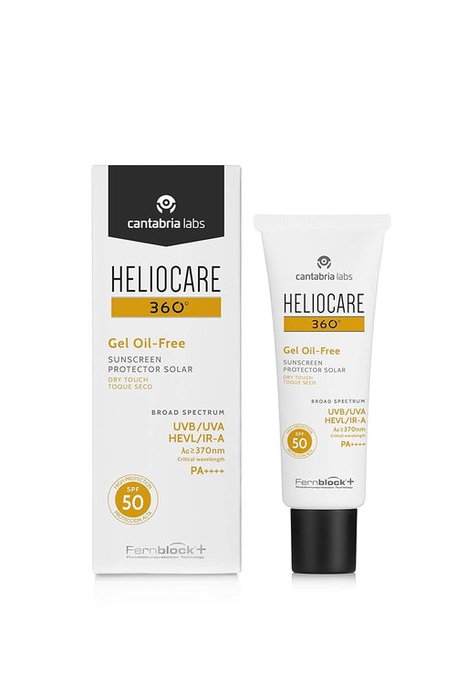 Heliocare 360 Oil-Free Gel SPF 50 - Daily UVA/UVB Sunscreen for Face | Anti-Aging Protection, 50ml