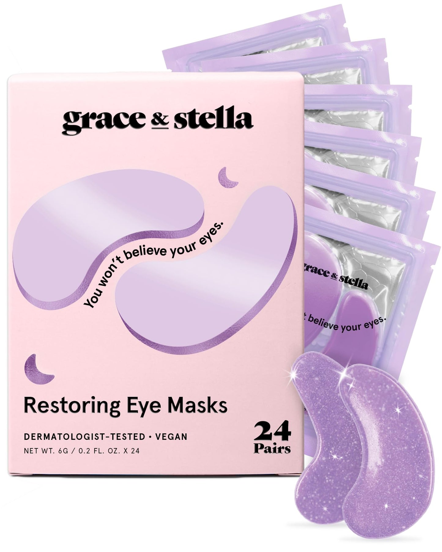 grace & stella Under Eye Patches for Puffy Eyes and Dark Circles (Retinol, 24 Pairs) Restoring Gel Under Eye Masks with Hyaluronic Acid - Vegan Cruelty-Free Skincare Birthday Gifts for Women