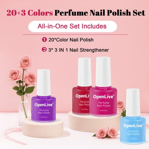 OpenLive 20 Color Perfume Nail Polish Set Red, Pink, Pueple and Green Quick Drying Nail Polish Set for Women Salon DIY Nail Art