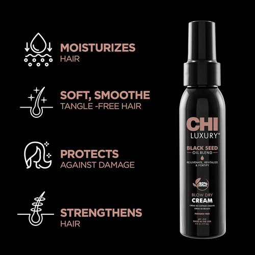 CHI Luxury Black Seed Oil Blow Dry Cream - Moisturizing Styling Cream for Sleek, Smooth Hair | 6 Oz
