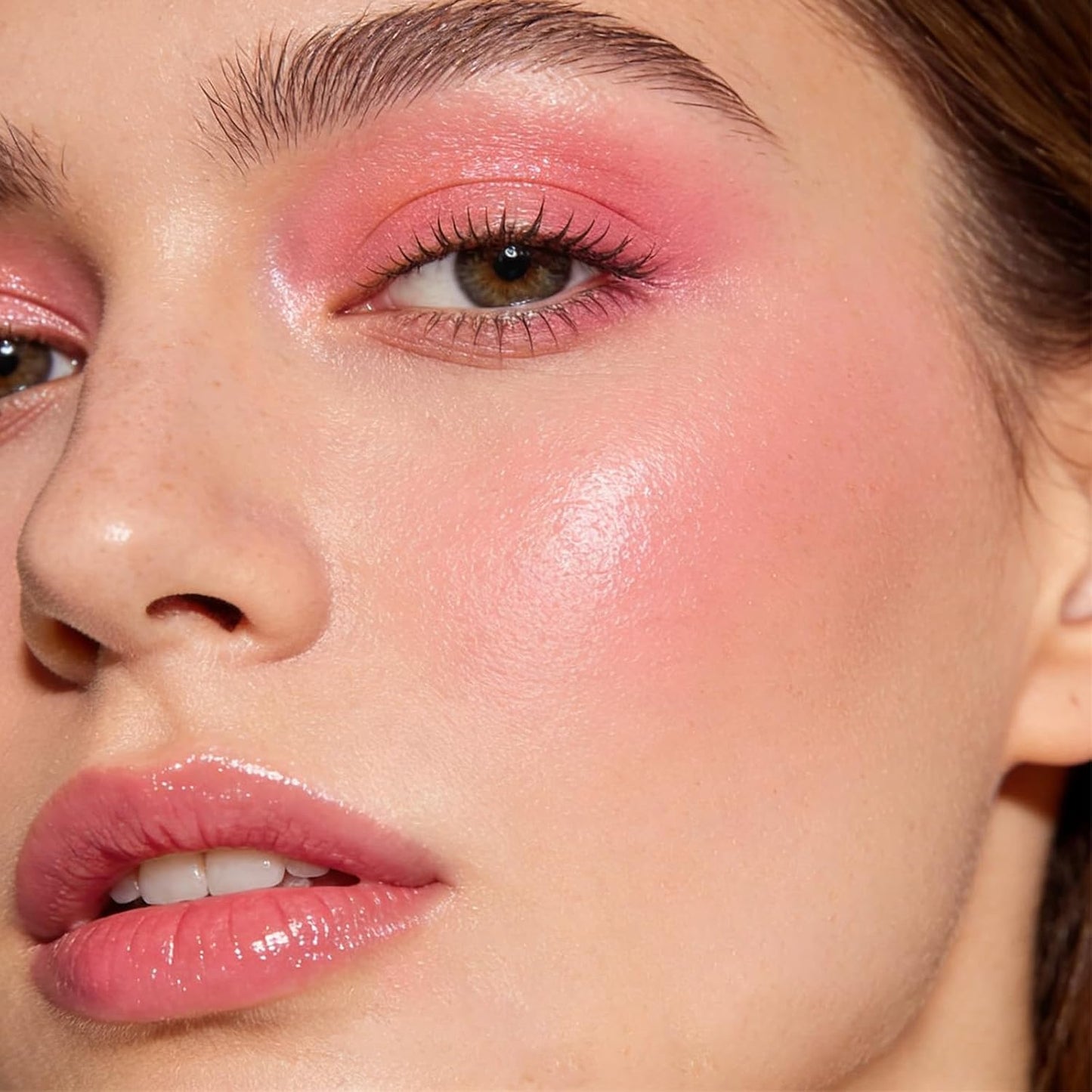 Skiennix 2-in-1 Dual Tone Blush - Soft Pink Silky Powder & Hot Pink Cream for Natural Dewy Finish