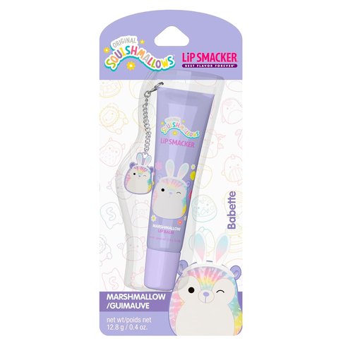 Lip Smacker Squishmallows Lip Balm, Marshmallow (Babette), Limited Edition Easter Basket Stuffer, Flavored & Scented Lip Balm with Charm, Collectible Spring Gift