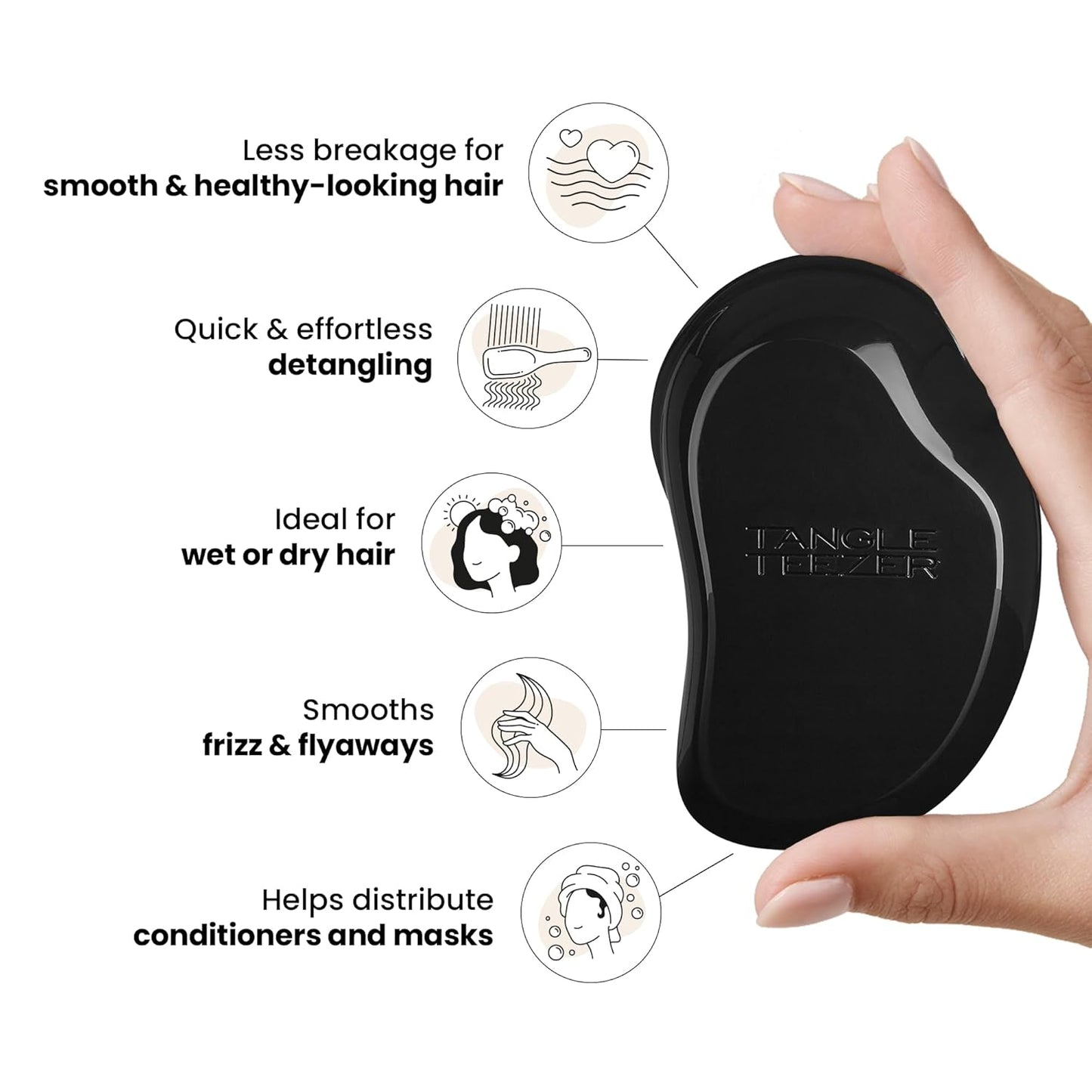 Tangle Teezer Original Detangler Brush - Versatile Hairbrush for All Hair Types | Panther Black