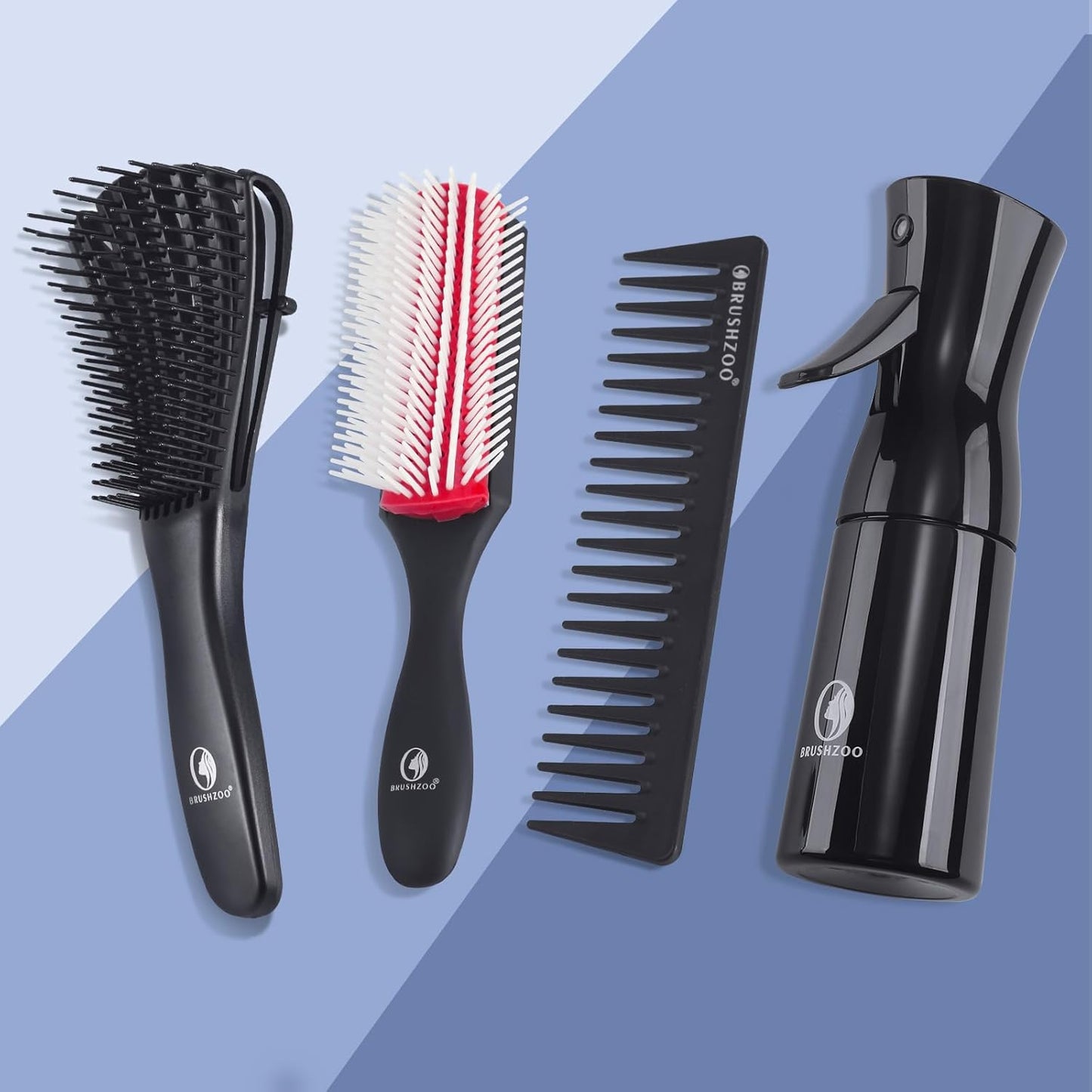 Skiennix Hair Brush Set - Detangler Brush for Natural Curly Hair | Includes Spray Bottle for Easy Styling