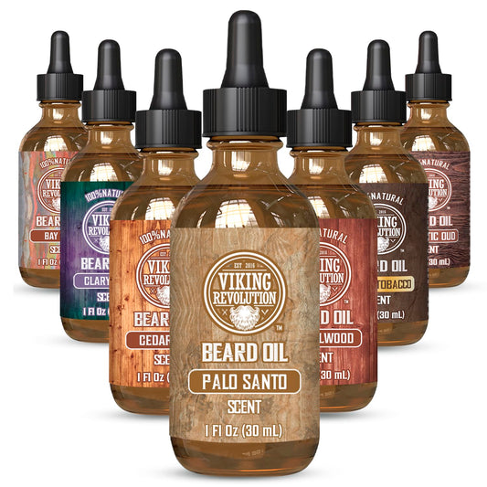 Viking Revolution Palo Santo Beard Oil - Natural Argan & Jojoba Oil Beard Conditioner | Softens & Moisturizes (1 Pack)