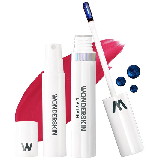 Wonderskin Wonder Blading Lip Stain Kit - Long-Lasting, Waterproof Pink Tint | Peel Off Masque (First Kiss)