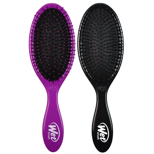 Wet Brush Original Detangler - Purple and Black (Pack of 2) - Exclusive Ultra-soft IntelliFlex Bristles - Glide Through Tangles With Ease For All Hair Types - For Women, Men, Wet And Dry Hair